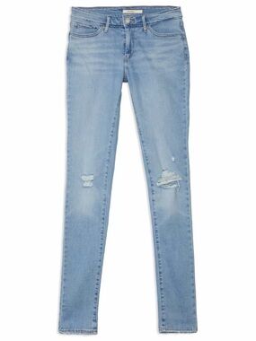 Levi's Women's Light Blue Skinny Jeans with Distressed Knees